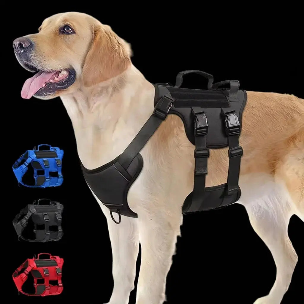 Heat-resistant Durable Nylon Tactical Service Dog Harness, Adjustable No-pull Reflective Vest With Dual Handles For Large Dogs ACTIVE