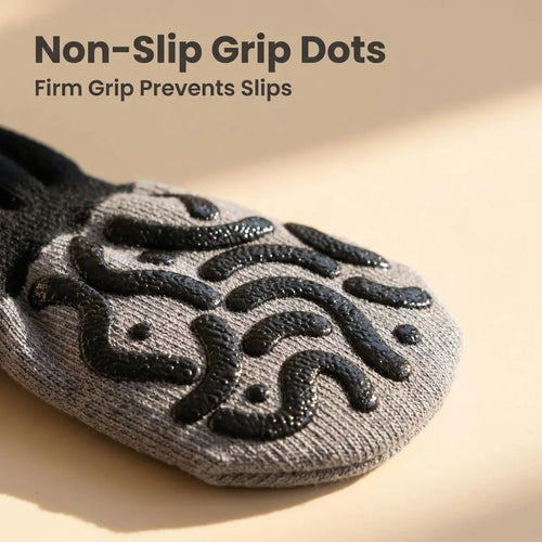 Anti-Slip Dog Socks with Adjustable Velcro, Non-Slip Grip Paw Protector for Indoor Floors & Outdoor Walks, Soft Breathable Pet Booties with Reflective Strips for Small Medium Large Dogs & Senior Pets - Black-Gray1 - Size L NNE Living
