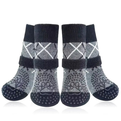 4PCS Dog Socks to Prevent Licking Paws for Hot/Cold Pavement | Puppy Boots & Paw Protectors for Hardwood Floors Anti Slip, Socks with Grippers Prevent Scratching for Senior Dog - Brown - Size S NNE Living