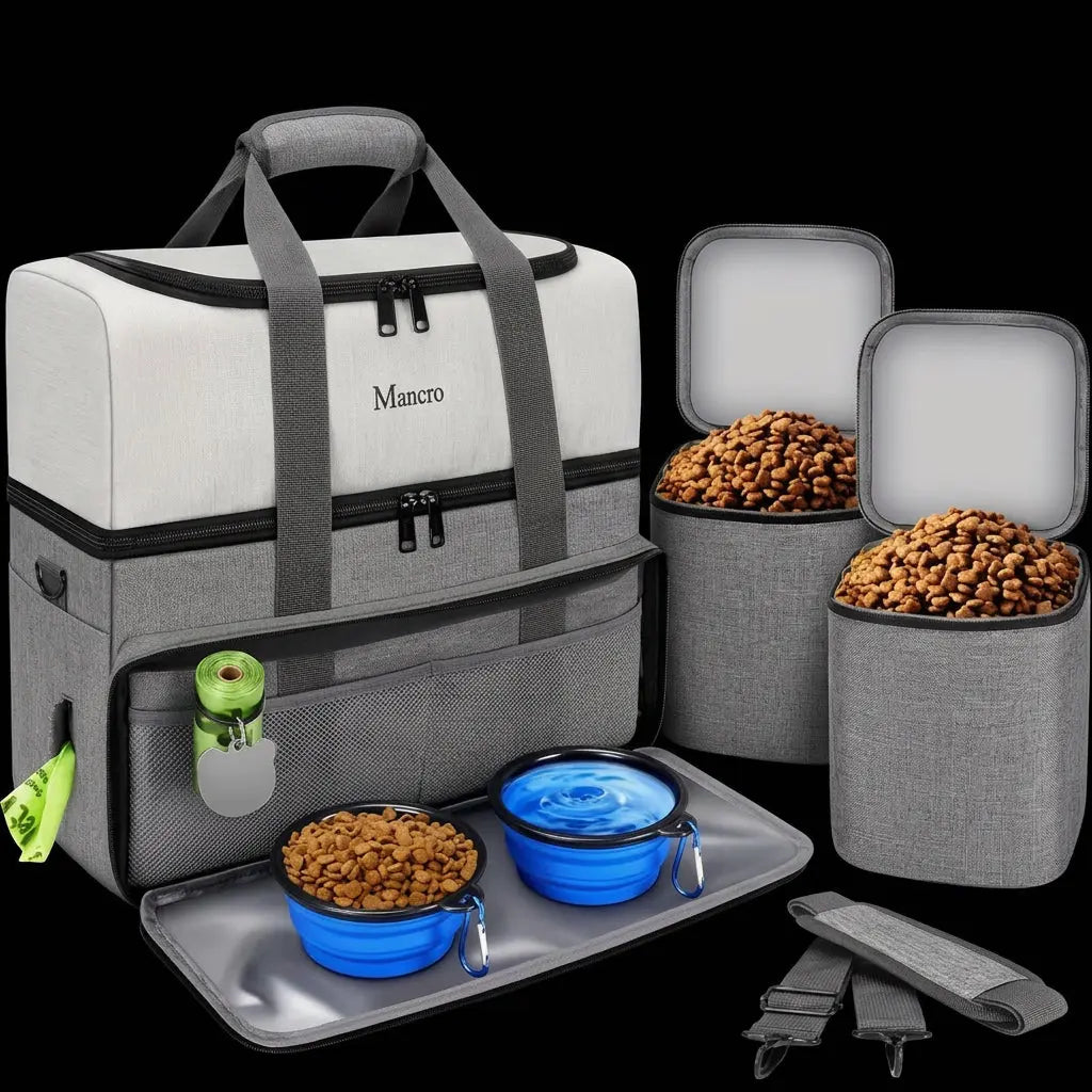 Dog Travel Bag Dual Layer with Bowls & Containers LPT